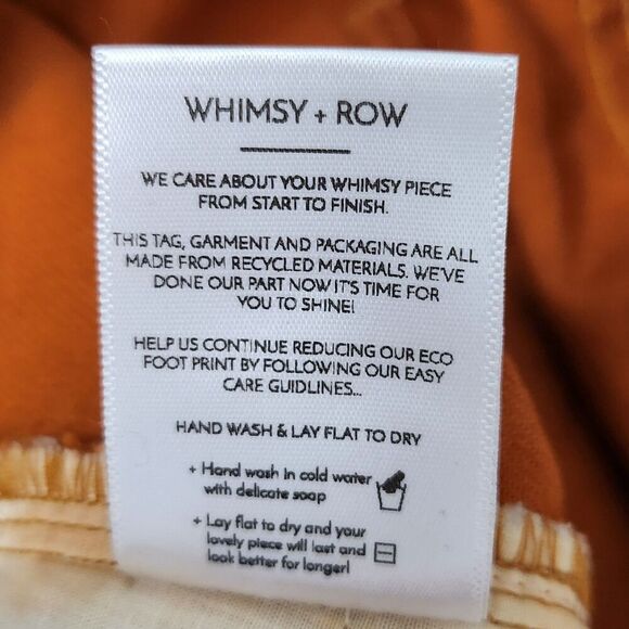 Whimsy & Row Pants 30 Burnt Orange Wide-Leg Organic Cotton Flora High-Rise Crop - Picture 5 of 11